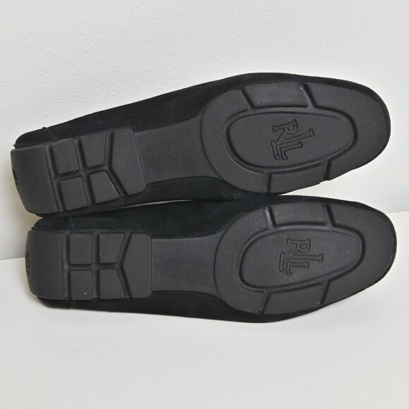 Lauren Ralph Lauren Candace Gold Ring Black Suede Ballet Flats Women's US9.5 UK7 - Picture 4 of 16